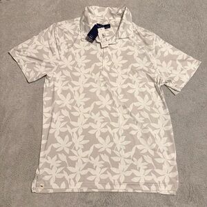 NWT Simply Southern Men's Small White Floral Polo Shirt
